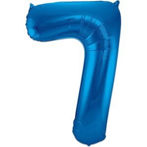 LUQ - Cijfer Ballonnen - Cijfer Ballon 7 Jaar Blauw XL Groot - Helium Verjaardag Versiering Feestversiering Folieballon