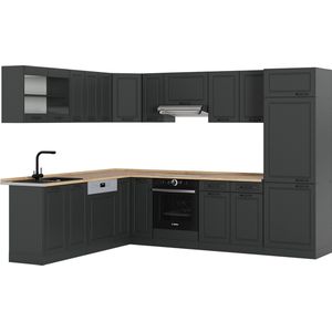 Vicco R-Line Hoekkeuken – 227 x 287 cm , WB Eik Antraciet landhuis/antraciet , WB Eik