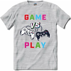 Game Vs Play | Gamen - Hobby - Controller - T-Shirt - Unisex - Donker Grijs - Gemêleerd - Maat 3XL