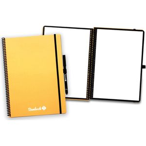 Bambook Colourful uitwisbaar notitieboek - Geel A4 - Blanco pagina's - Duurzaam, herbruikbaar whiteboard schrift - Met 1 gratis stift