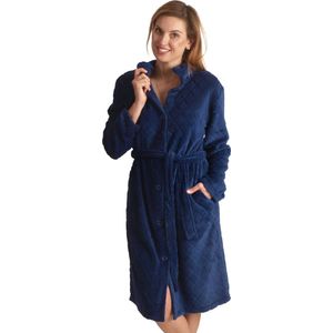 Badjas met knopen – dames badjas fleece – met knoopsluiting – zacht & warm - maat S