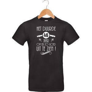 mijncadeautje - T-shirt unisex - zwart - verjaardag - Het duurde 46 jaar - maat L