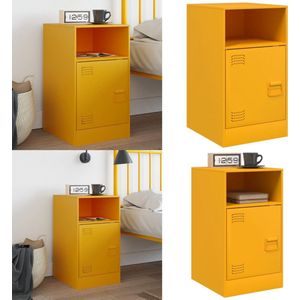 vidaXL Nachtkastje 34,5x39x62 cm staal mosterdgeel - Nachtkastje - Nachtkastjes - Bijzettafel - Wandkastje