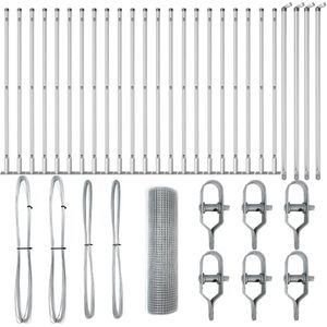 vidaXL - Gelaste - Draad - Schutting - met - 13 - Flanged - Palen - 0.4x50 - m - Gegalvaniseerd - Staal