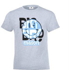Grote broer shirt met print en naam - Heather blauw - Big Bro met naam - Maat 110/116