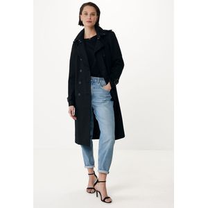 Mexx Double Breasted Cotton Trenchcoat - Dames - Zwart - Maat Xl