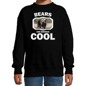Dieren beren sweater zwart kinderen - bears are serious cool trui jongens/ meisjes - cadeau bruine beer/ beren liefhebber - kinderkleding / kleding 110/116
