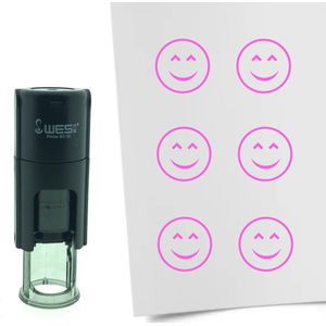 CombiCraft Stempel Smiley Content 10mm rond - Roze inkt