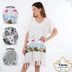 Tavas Strandtuniek Flamingo One size Strandponcho Overtop volwassene Strandmode Beach-dress Sarong Pareo dress Strandjurk