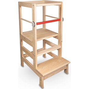 Educatieve Keukentoren en Keukenhelper - Kinderen vanaf 12 Maanden - 3 niveaus hoogte 17/32/45 cm - Extra veiligheidsvoorzieningen - Hout