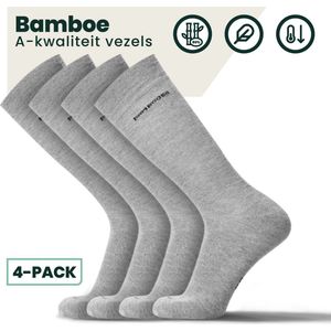 Bamboe Sokken | Anti-zweet Sokken | Naadloze Sokken | 4 Paar - Grijs | Maat: 43-45 | Merk: Bamboosa