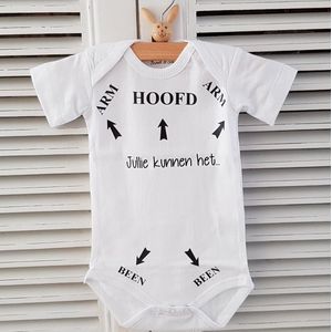 Baby romper met tekst-zwangerschap aankondiging cadeautje  | jullie kunnen het | korte mouw | wit zwart | maat 50-56 | geboorte kraamcadeau cadeau