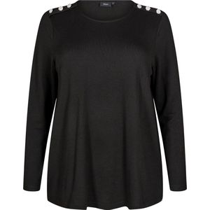 ZIZZI VLUCCA, L/S, BUTTON BLOUSE Dames Blouse - Black - Maat S (42-44)