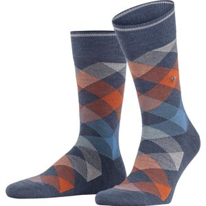 Burlington Newcastle one-size, met patroon wol sokken heren blauw - Matt 40-46