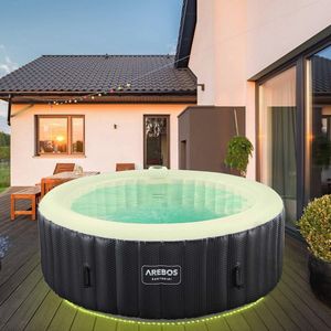Opblaasbaar Hottub met LED Verlichting voor 6 Personen - 130 Luchtstralen - Ideaal voor Binnen en Buiten