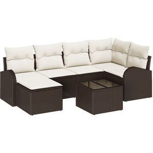 vidaXL - 6-delige - Tuin - Sofa - Set - met - Kussens - Grijs - Poly - Rattan