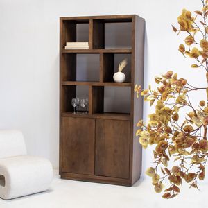 Giga - Vakkenkast Luxurious - Donkerbruin - Mangohout - 100x45x210cm