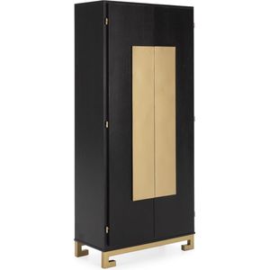 Kast Thai Natura Zwart Gouden Hout Metaal 85 x 195 x 45 cm