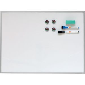 Nobo Klein Magnetisch Whiteboard met Aluminium Lijst - 58,5 x 43cm - Inclusief Markers, Magneten en Wisser - Wit