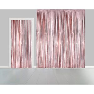 Folie gordijn metallic 2,4 meter x 1 meter rosegoud - VLAMVERTRAGEND - festival themafeest huwelijk gala disco glitter and glamour wanddeco