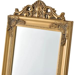 In And OutdoorMatch Vrijstaande spiegel Don - Met Barok Lijst - Verstelbaar - 160x40 cm - Goud - Eucalyptushout - Luxe Look