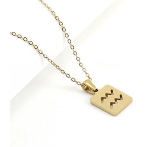 Starlyte Carina Ketting voor Dames Sterrenbeeld Waterman | Gold Plated - Goudkleurig - Cadeau voor Vrouw