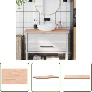 The Living Store Wastafelblad 100x60x4 cm massief beukenhout - Houten Wastafelblad - Badkamerspiegel - Badkamermeubilair - Keukenblad - Wasbak