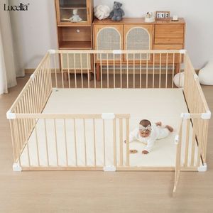 Lucellia® Prime Wood Grondbox Baby - Inklapbare Speelbox - Kinderbox Hout - Playpen Kruipbox- Babypark - Babybox - Inklapbare Houten Speelbox met Slim Kliksysteem en Zuignappen - 172x172x61 CM - Witte Connectoren