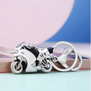 Sleutelhanger - Zilveren Motorfiets - Zwart met Wit - Accessoire voor Motorliefhebber