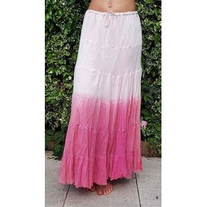 Katoenen rok met batik in roze S/M