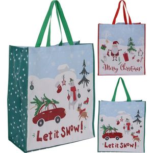 Kerstzak 49 x 45 cm - Set van 2 - Groen en rood - Stevige zak - Cadeau zak - Shopping bag