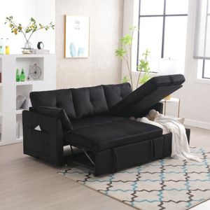 Learnlogic multifunctioneel sofa bed met opbergruimte en uittrekbaar bed, wisselbare chaise longue sofa bed, modulair L-vormige sofa, modulair hoeksofa voor woonkamers