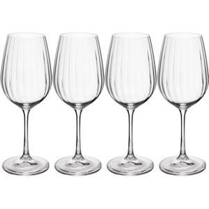 Kristallen witte wijnglazen, 350 ml, set van 4 loodvrije, heldere, elegante glazen met golfeffect voor feesten