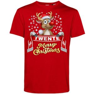 T-shirt kind Twente | Foute Kersttrui Dames Heren | Kerstcadeau | FC Twente supporter | Rood | maat 104