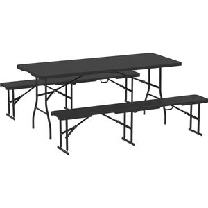 Betaalbare Goederen® picknicktafel inklapbaar met 2 bankjes - RVS - picknicktafel opklapbaar - camping - tuin - picknick tafel - picnicktafel