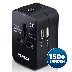 Pereza Wereldstekker Universeel - 2x Fast Charge USB - Reisstekker - Wereldstekker Engeland - Amerika