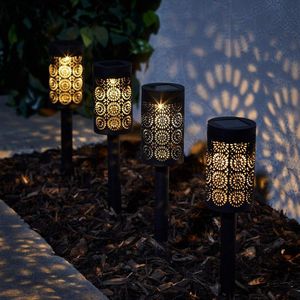 Set van 4 LED-zonnelampen op zonne-energie - Marokkaanse stijl - Tuinverlichting warm wit