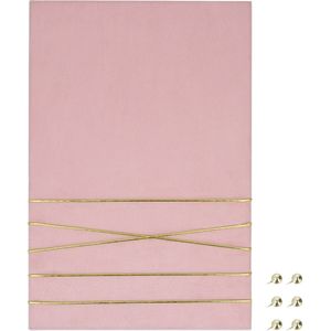Navaris prikbord fotowand met lint - Fotohouder 44 x 30 cm - Fluwelen fotoprikbord - Voor foto’s en ansichtkaarten - Inclusief spelden - Roze