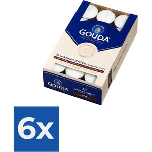 Gouda Waxinelichtjes Wit - 30 stuks - Voordeelverpakking 6 stuks