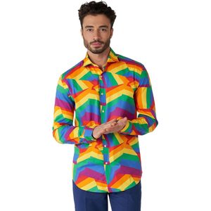 OppoSuits Zig Zag Rainbow Shirt - Heren Overhemd - Casual Regenboog Pride Shirt - Meerkleurig - Maat EU 35/36
