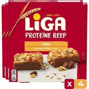LiGA Proteïne 5 Repen Pinda 160 gram - 4 stuks - Eiwitreep - Eiwit - Tussendoor - Voordeelverpakking