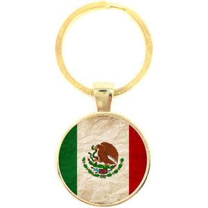 Sleutelhanger Glas - Vlag Mexico