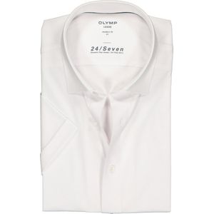 OLYMP Luxor 24/Seven modern fit overhemd - korte mouw - wit tricot - Strijkvriendelijk - Boordmaat: 46