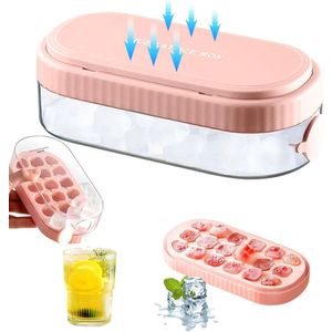 IJsblokjesmaker met Deksel en Container voor Drankjes en Eten, Gemakkelijk te Gebruiken (Roze)