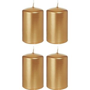 20x Gouden Cilinderkaars/Stompkaars 5 X 8 cm 18 Branduren - Geurloze Goudkleurige Kaarsen