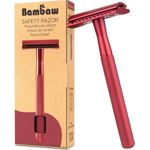 Bambaw Metalen Scheermes – Scheermesjes mannen vrouwen – Safety Razor Mannen – Safety Razor voor vrouwen – Voor Double Edge Mesjes - Rood