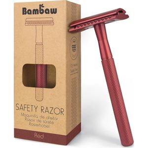 Metalen Veiligheidsscheermes | Rood | Nat Scheren voor Mannen & Vrouwen | Geschikt voor Alle Double Edge Mesjes | Safety Razor | Metalen Scheermes | Bambaw