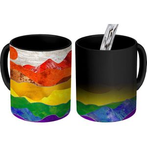 Magische Mok - Foto op Warmte Mokken - Koffiemok - Pride - Regenboog - Gay - Magic Mok - Beker - 350 ML - Theemok