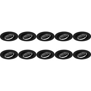 Spot Armatuur 10 Pack - Proma Aerony Pro - GU10 Inbouwspot - Rond - Zwart - Aluminium - Kantelbaar - Ø82mm