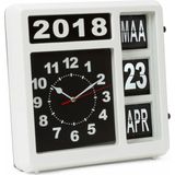 Perel Flip klok met kalender, vierkant, analoog, 31 x 31 cm, Nederlandse versie